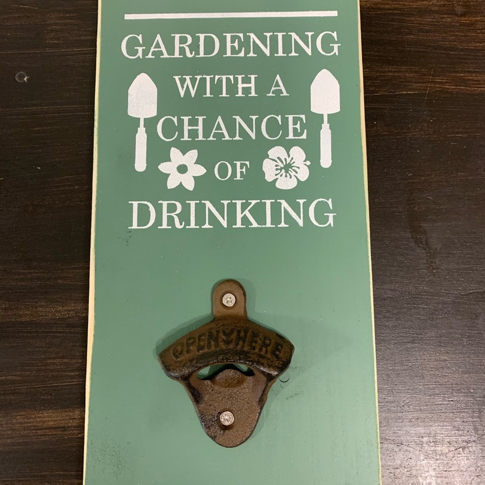 Wood sign with bottle opener!
